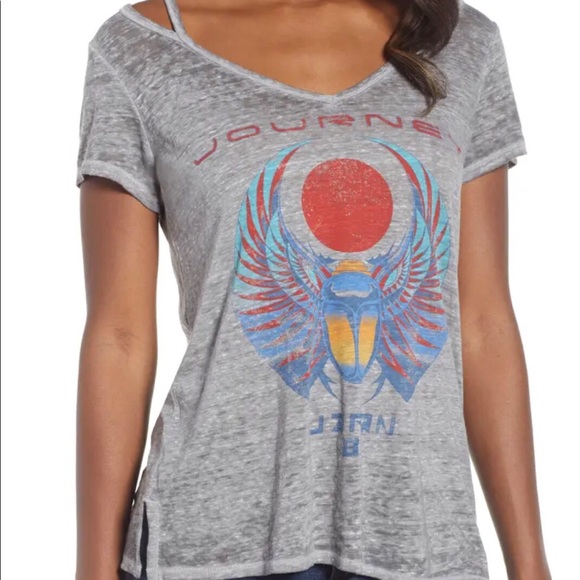 Lucky Brand Journey Burnout Cold Shoulder Tee M - Picture 2 of 8